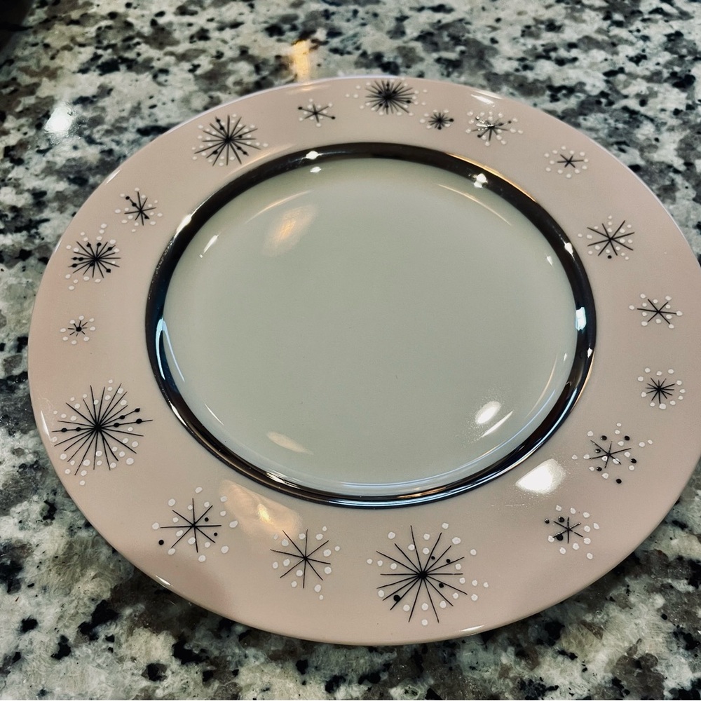 Fine Arts Fine China Romance of the Stars Dinner Bread Plate Pink Black …